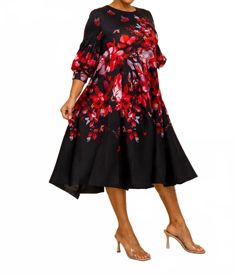 NEW KAREN T DESIGN bouncy midi dress in red